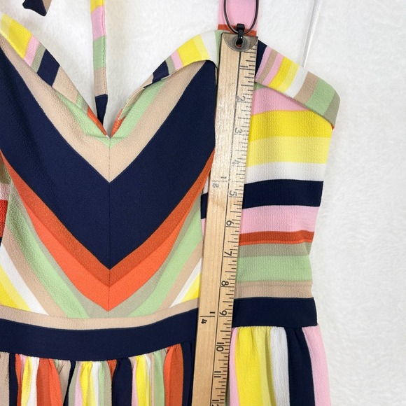 MODCLOTH Colorful Striped Halter Neck Midi Dress Women Size Medium Anthropologie - Picture 9 of 11